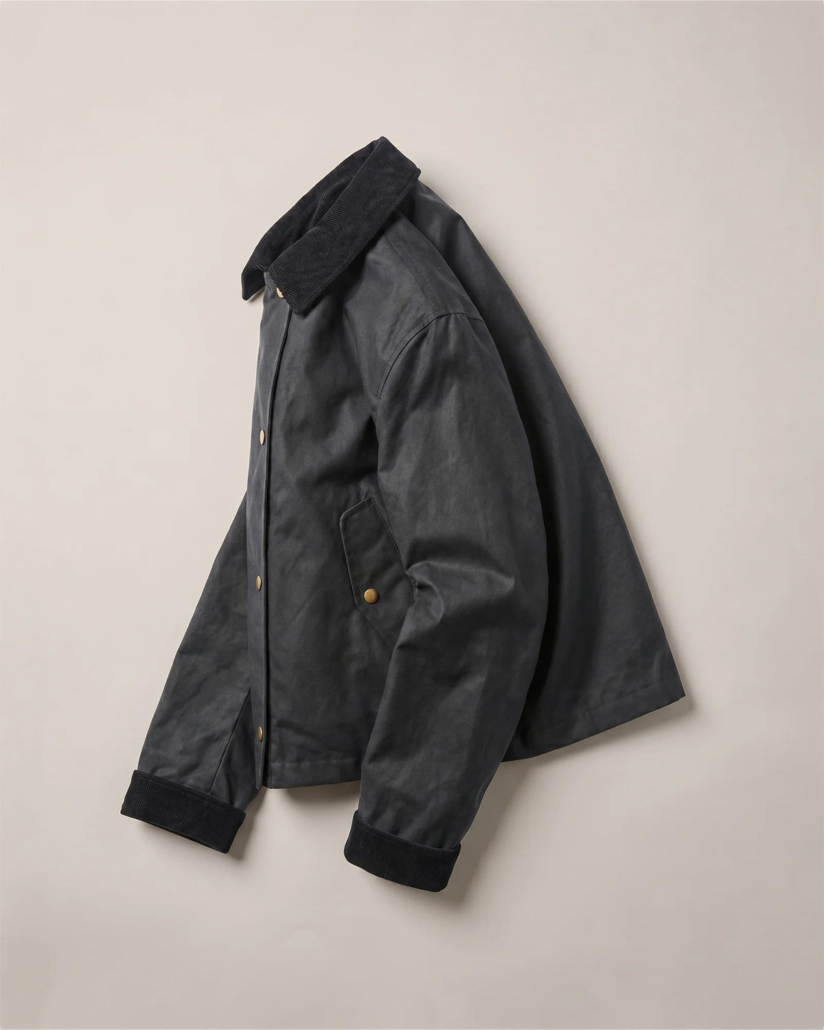 Organic Waxed Cotton Cropped Barn Jacket - XS / Vintage Black Main image