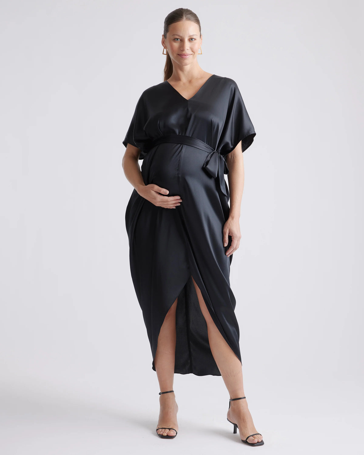 100% Washable Silk Maternity Dress - XS / Black Main image