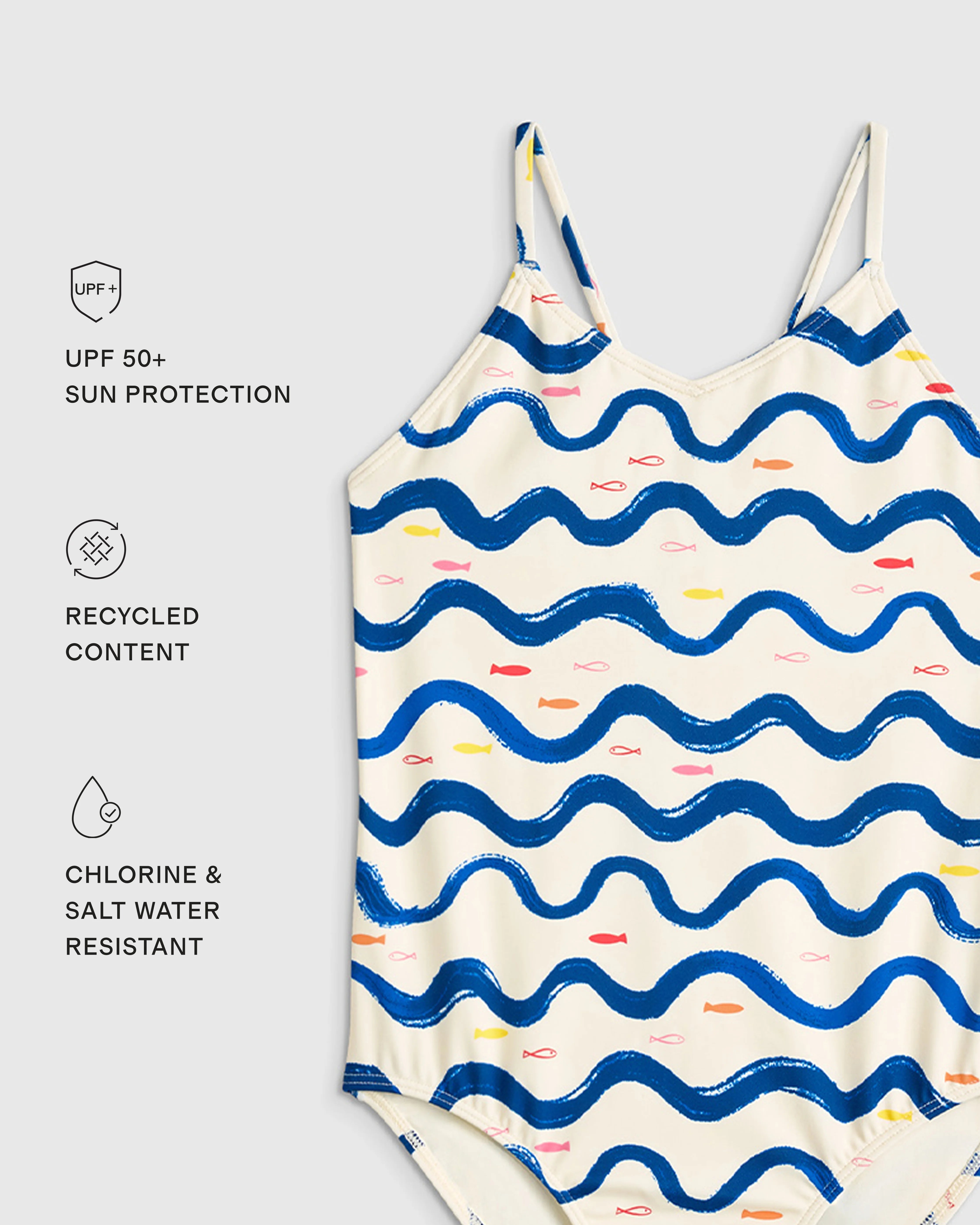 One-Piece Swimsuit - 2T / Wavy Fish Secondary image