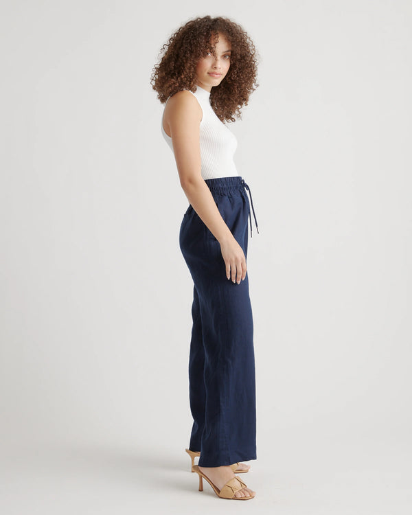 100% European Linen Wide Leg Pants - XS / Flax