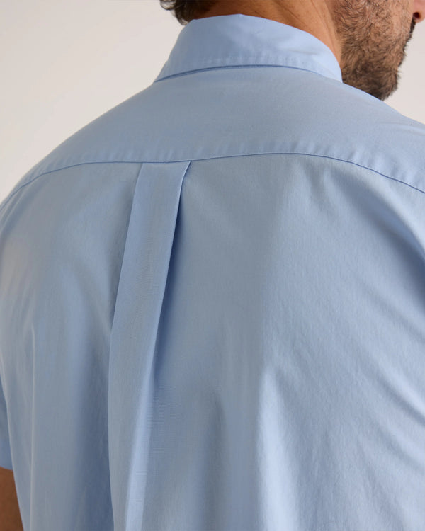 Organic Cotton Stretch Poplin Short Sleeve Shirt - S / Light Blue