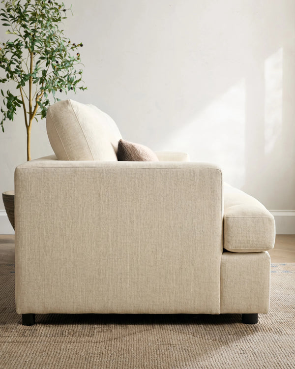 Sierra Curved Arm Sleeper Sofa in Performance Basketweave - One Size / Flax