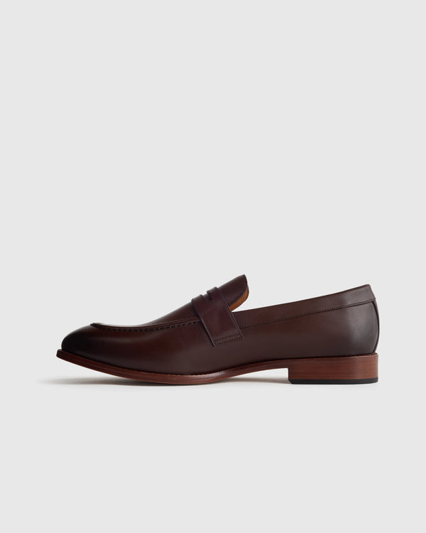 Calfskin Leather Penny Loafer - 7 / Brunette