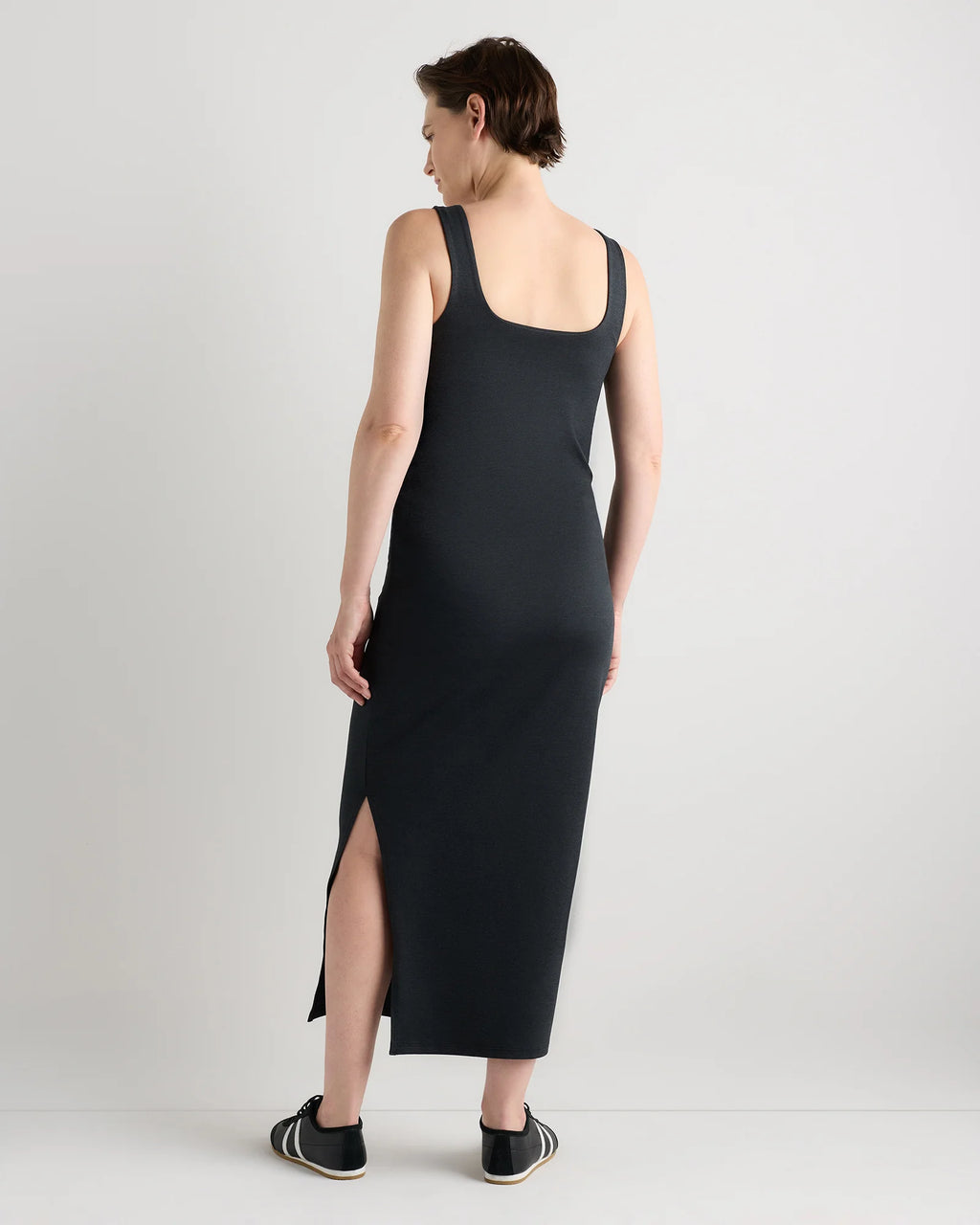 Ultra-Soft Maternity Midi Dress - XS / Heather Black
