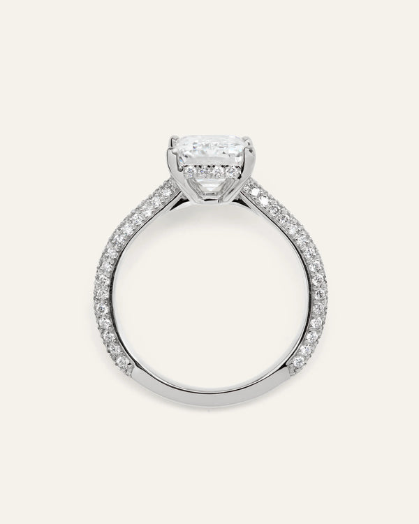 Lab Grown Diamond Emerald Pave Cathedral Engagement Ring - 3ct - 4 / Yellow Gold