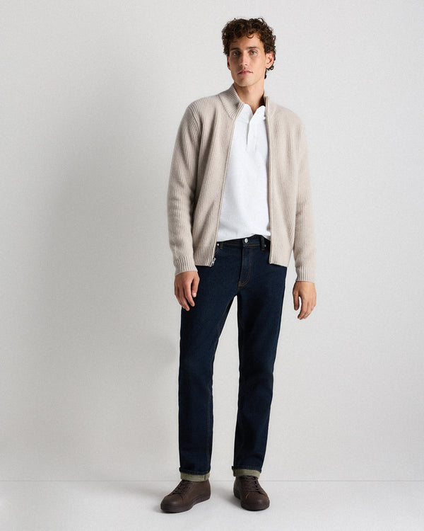 Mongolian Cashmere Fisherman Full Zip Sweater - S / Teak