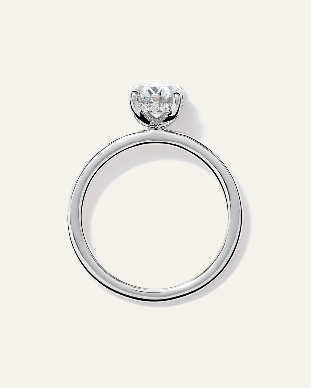 Lab Grown Diamond Oval Petite Hidden Halo Engagement Ring - 1.5ct - 4 / Yellow Gold