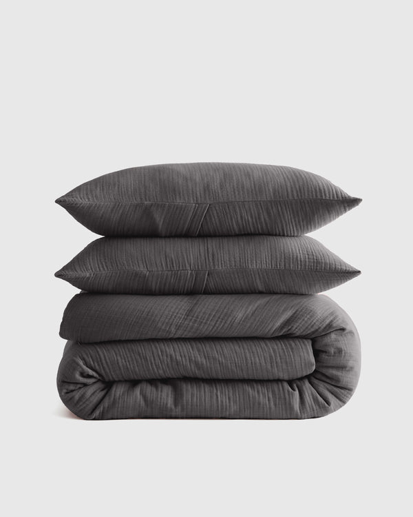Organic Cotton Gauze Duvet Cover Set - Twin / Dried Sage