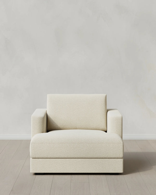 Sierra Curved Arm Accent Chair in Performance Boucle - One Size / Indigo