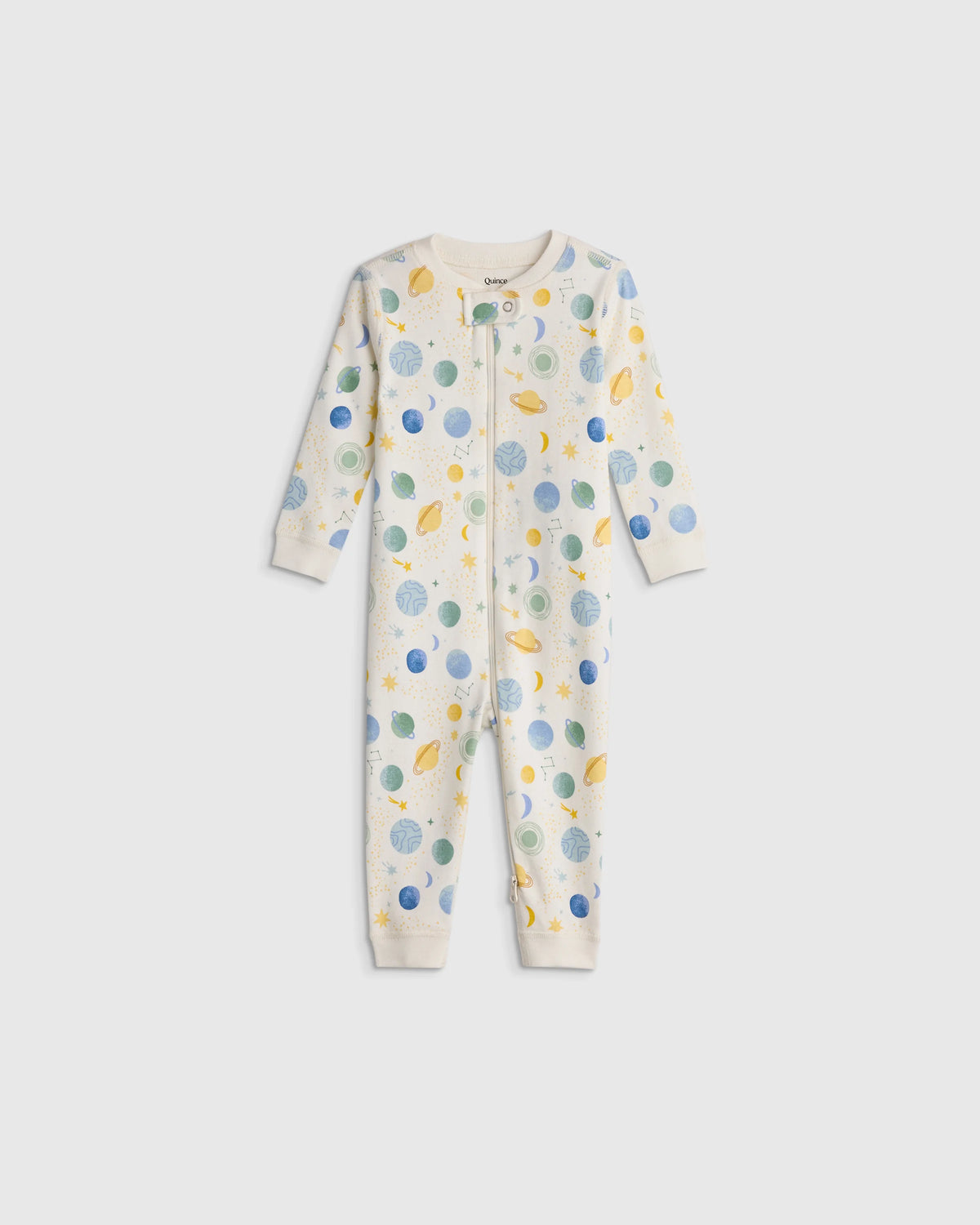 100% Organic Cotton One Piece Pajama - 0-3M / Navy Stripe