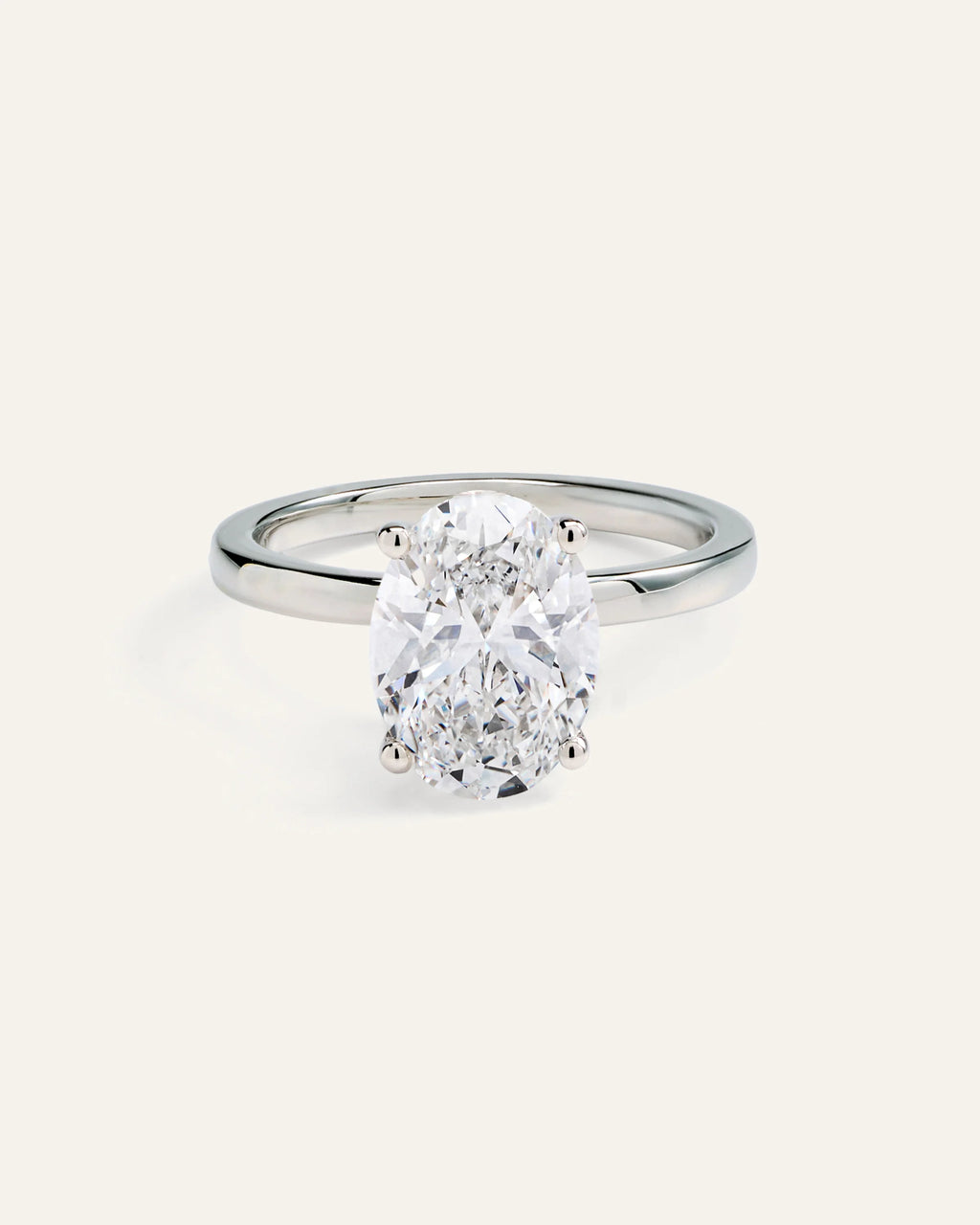 Lab Grown Diamond Oval Comfort Fit Engagement Ring - 3ct - 4 / Yellow Gold