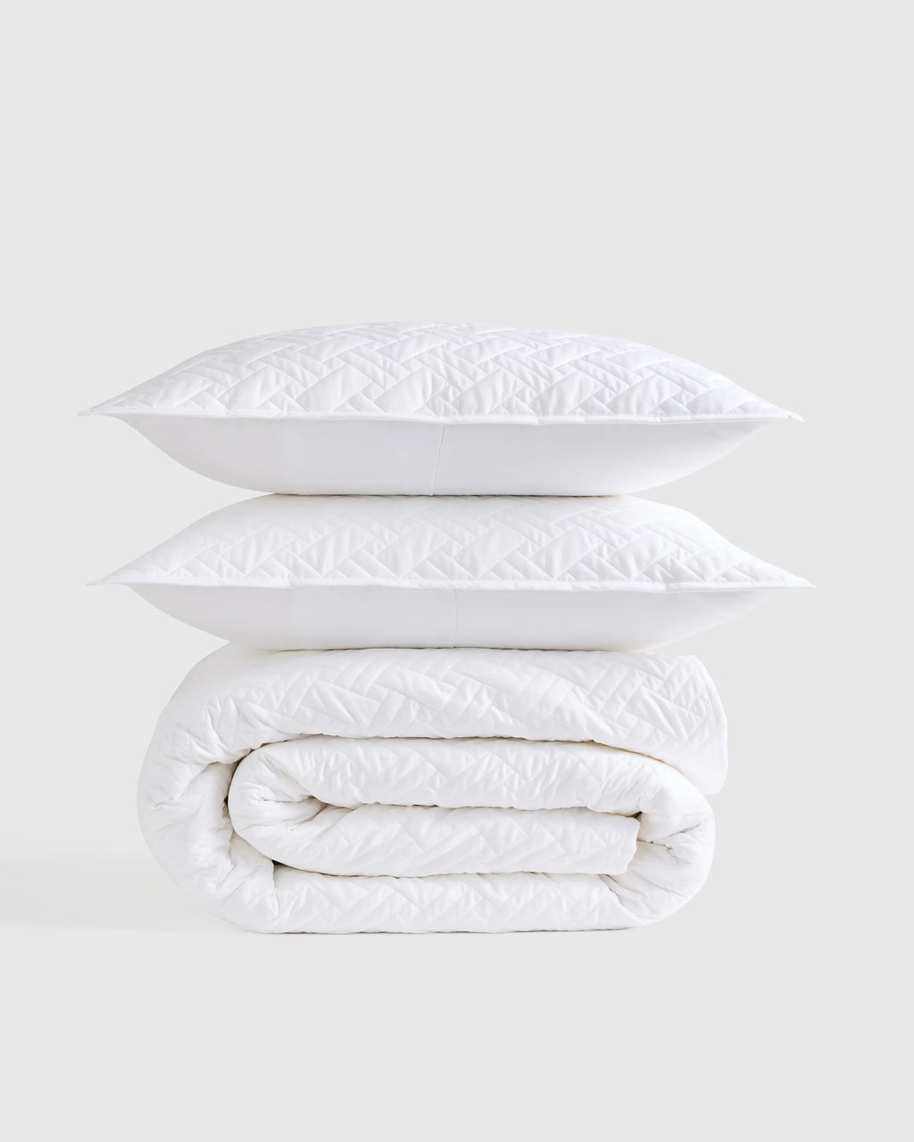 Organic Cotton Basketweave Quilt Set - Twin / Mineral