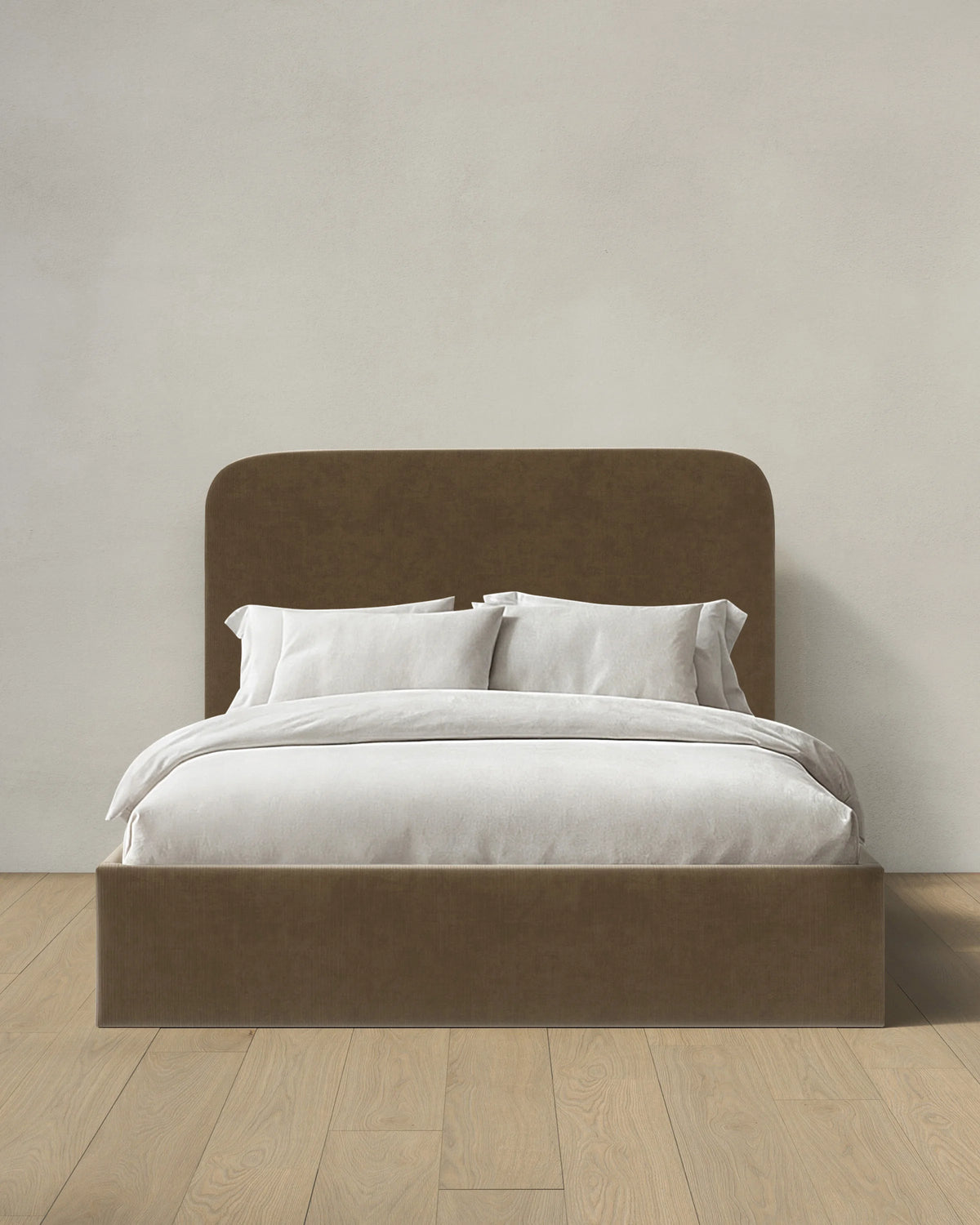 Curved Bed in Performance Velvet - Full / Walnut Main image