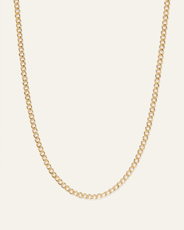 14K Gold Curb Chain Necklace - 16" / Yellow Gold