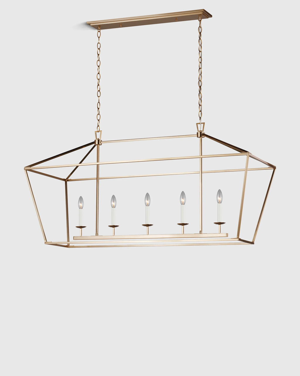 Traditional Steel Linear Lantern Chandelier - One Size / Brass