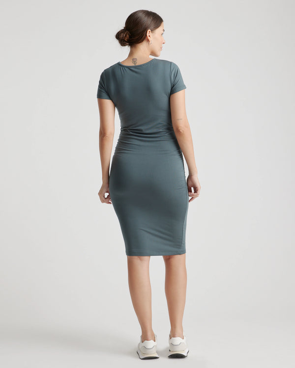 Tencel Jersey Maternity Ruched Dress - XS / Brown