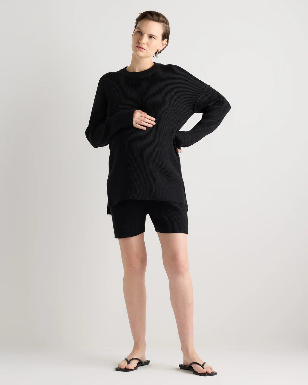 Cotton Cashmere Maternity Knit Shorts - XS / Mocha Heather