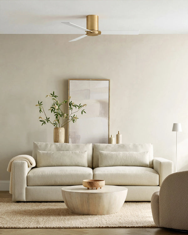Minimalist Hugger Wood Blade Ceiling Fan - 44" / White