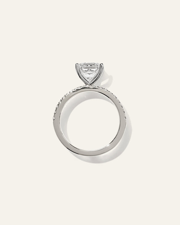 Lab Grown Diamond Princess Petite Pave Engagement Ring - 2.5ct - 4 / Yellow Gold