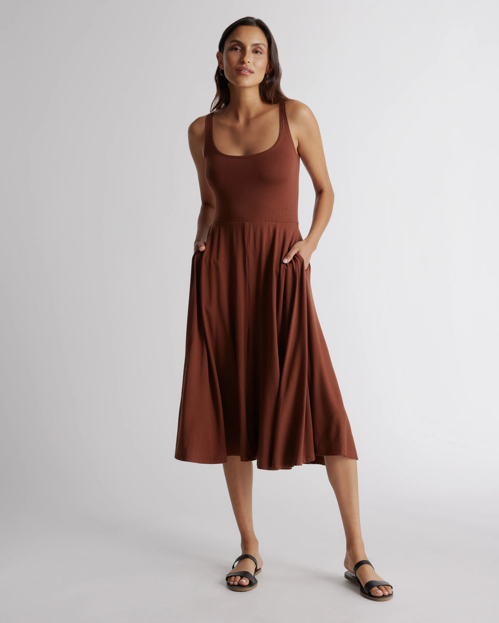 Tencel Jersey Fit & Flare Dress - XS / Dark Olive