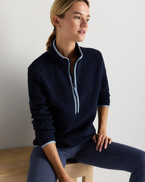 Sherpa Half-Zip Jacket - XS / Deep Navy/Spa Blue