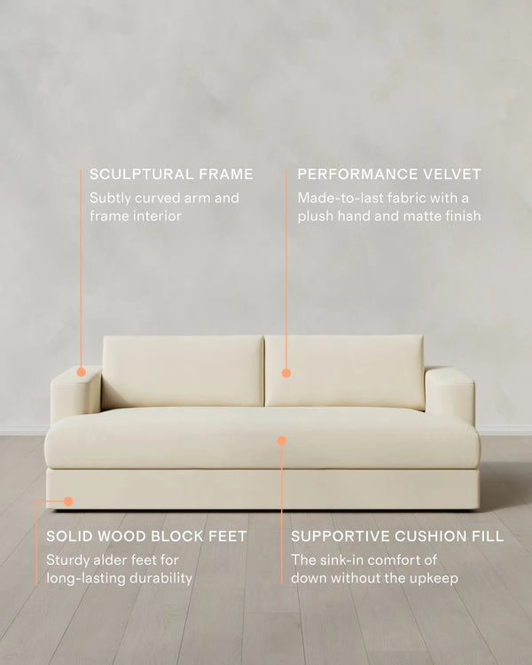 Sierra Curved Arm Sofa in Performance Velvet - 7ft / Sable