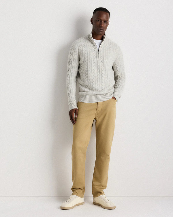Luxe Baby Cashmere Cable Quarter Zip Sweater - S / Pearled Ivory