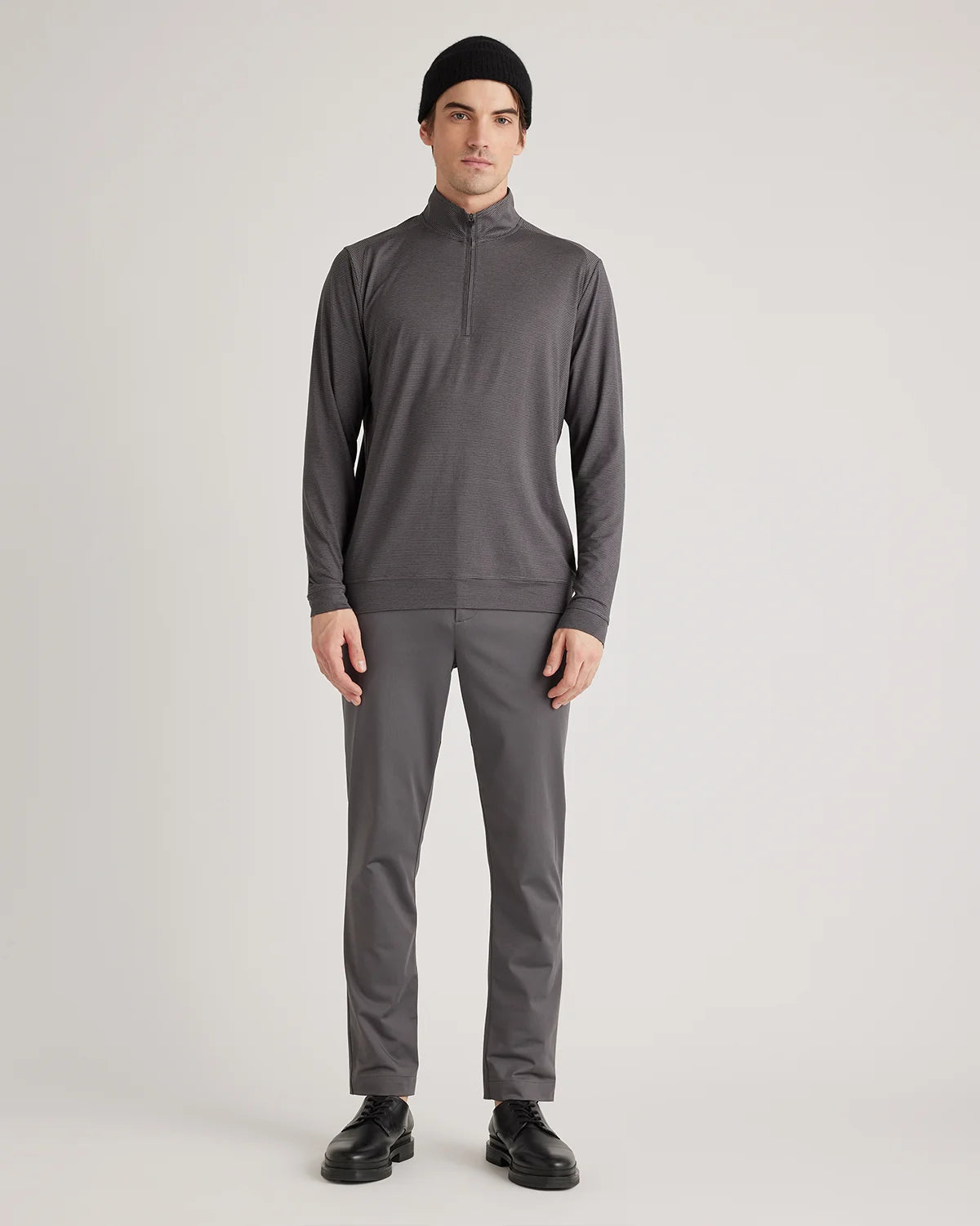 Performance Jersey Golf Quarter Zip - S / Black/Light Grey Stripe Secondary image