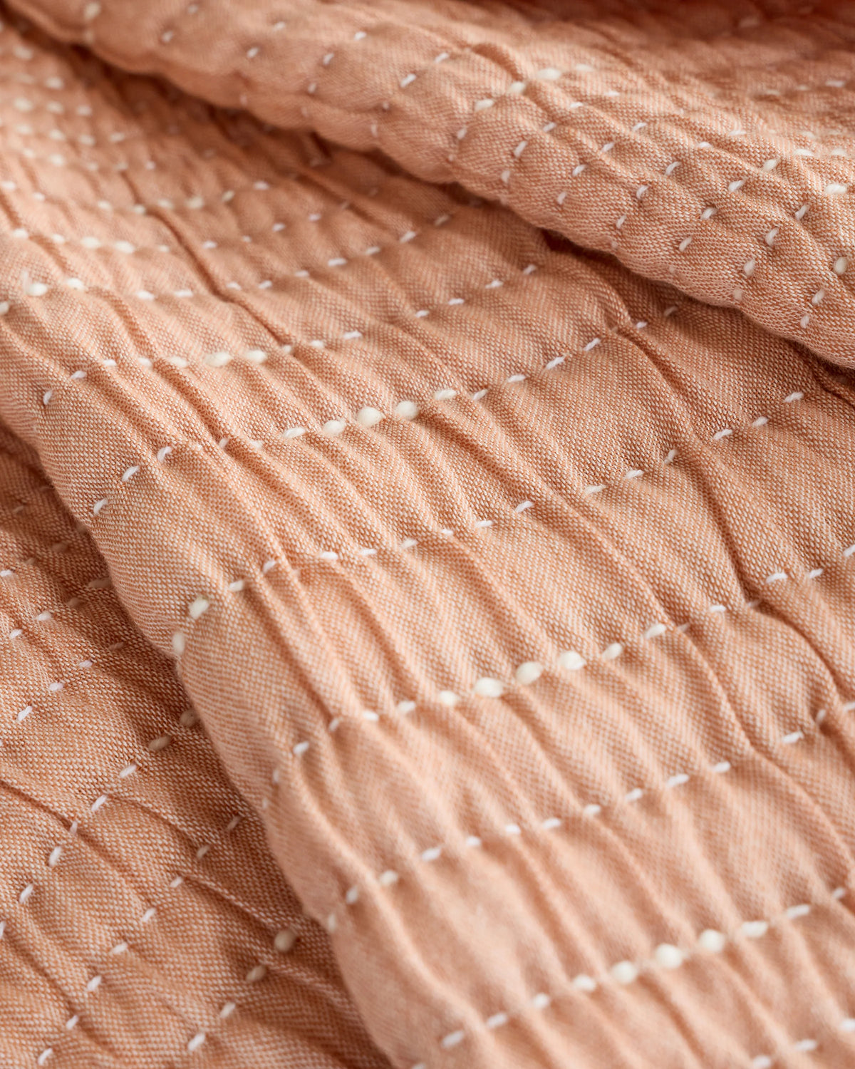 Organic Cotton Channel Stitch Sham Set - Standard / Coral Pink
