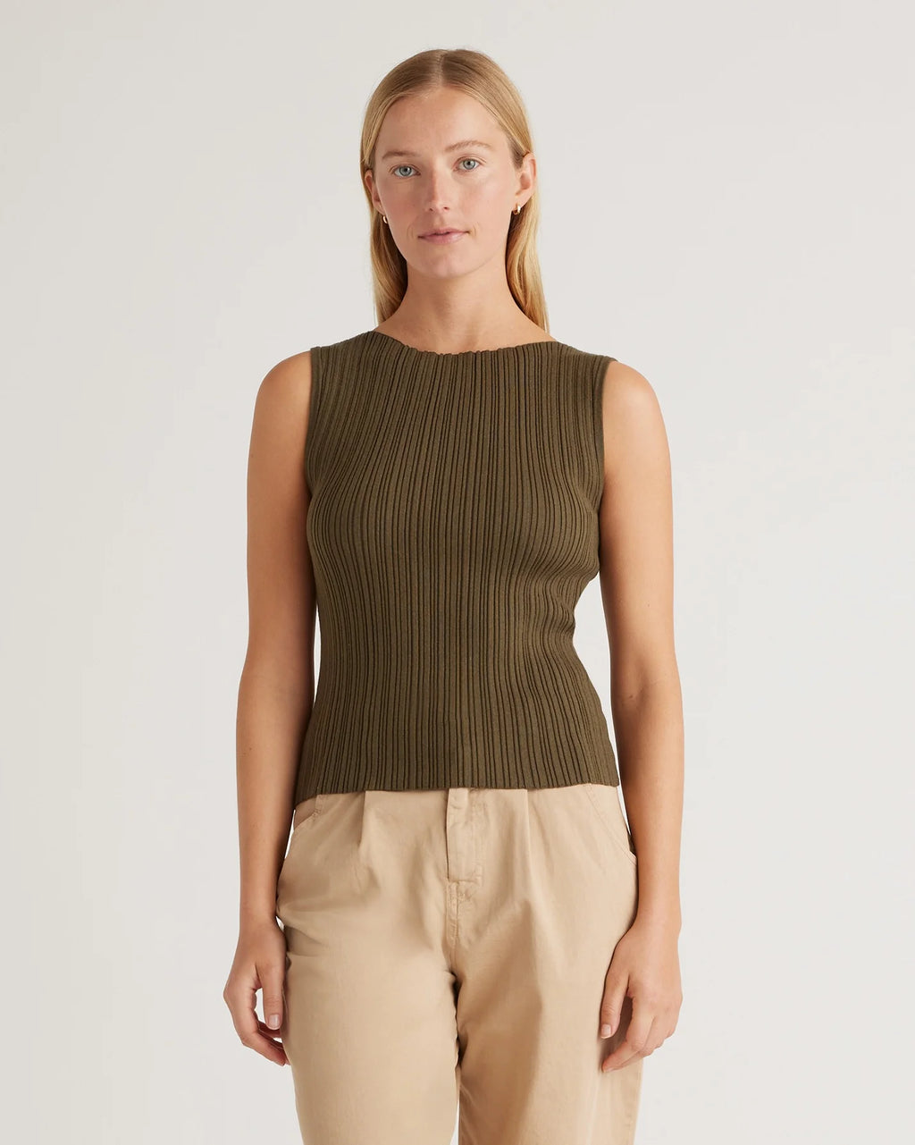 Cotton Cashmere Ribbed Tank - XS / Heather Oatmeal