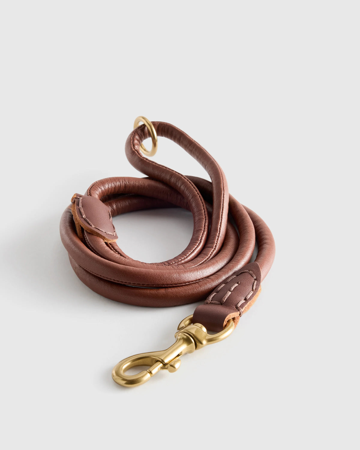 Rolled Italian Leather Dog Leash - Standard / Brown Main image