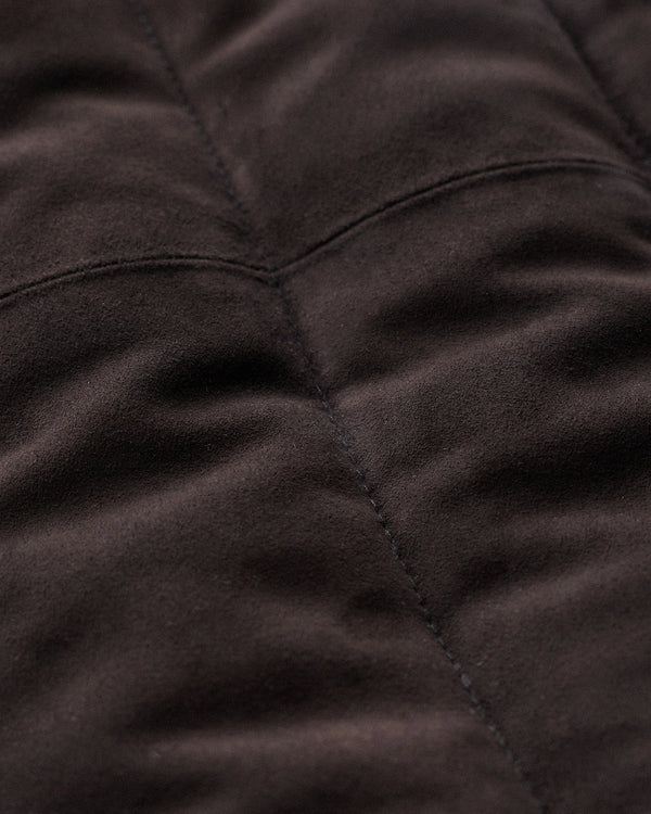 100% Suede Puffer Vest - S / Charcoal Black