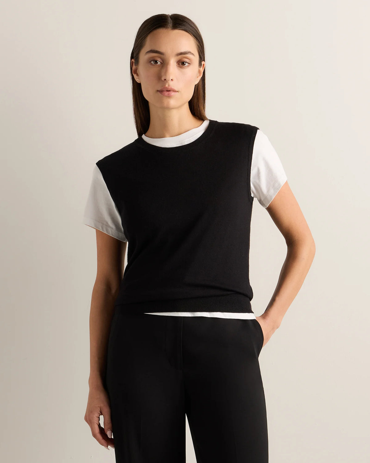 Lightweight Cotton Cashmere Sweater Tank - XS / Black Main image