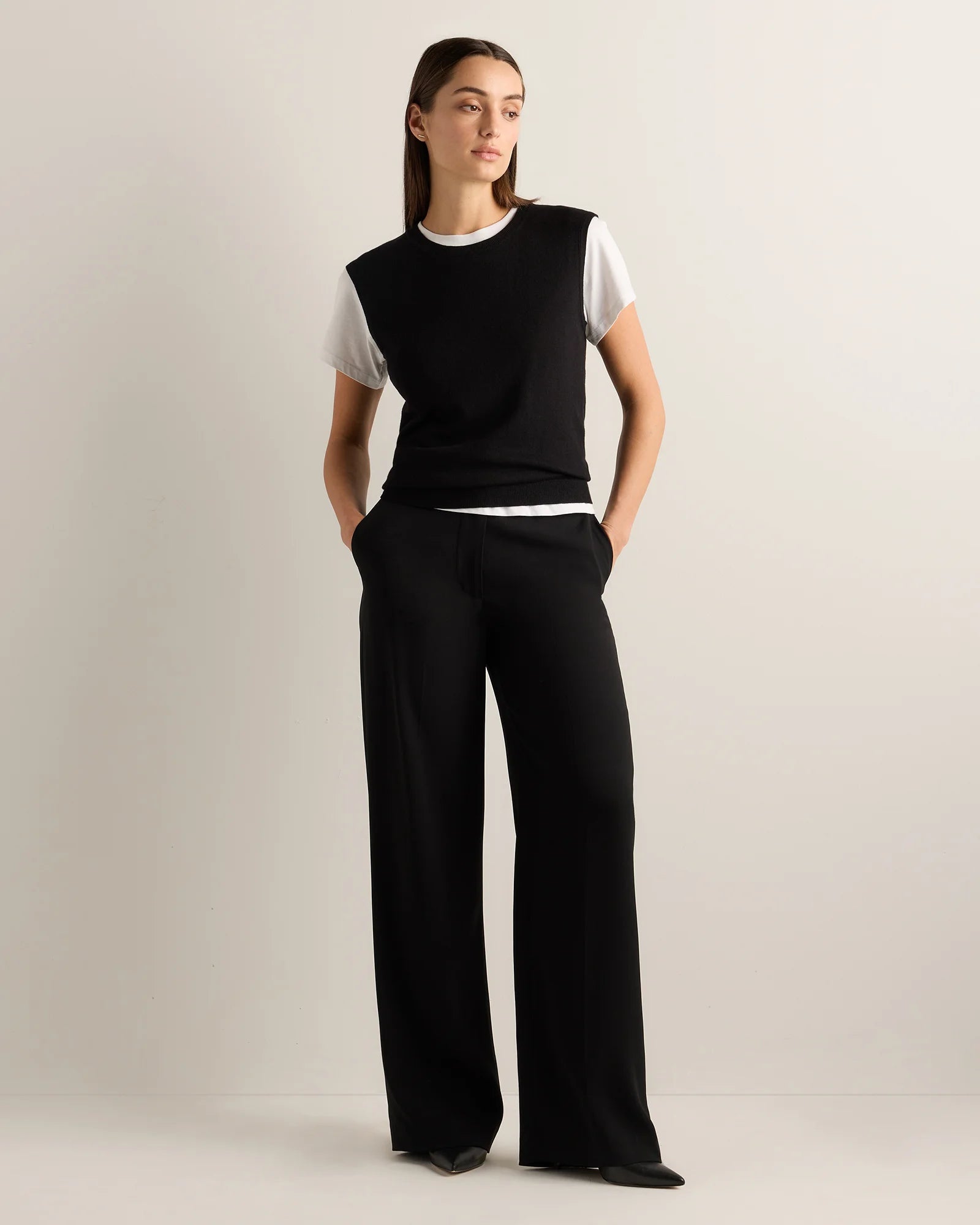 Lightweight Cotton Cashmere Sweater Tank - XS / Black Secondary image