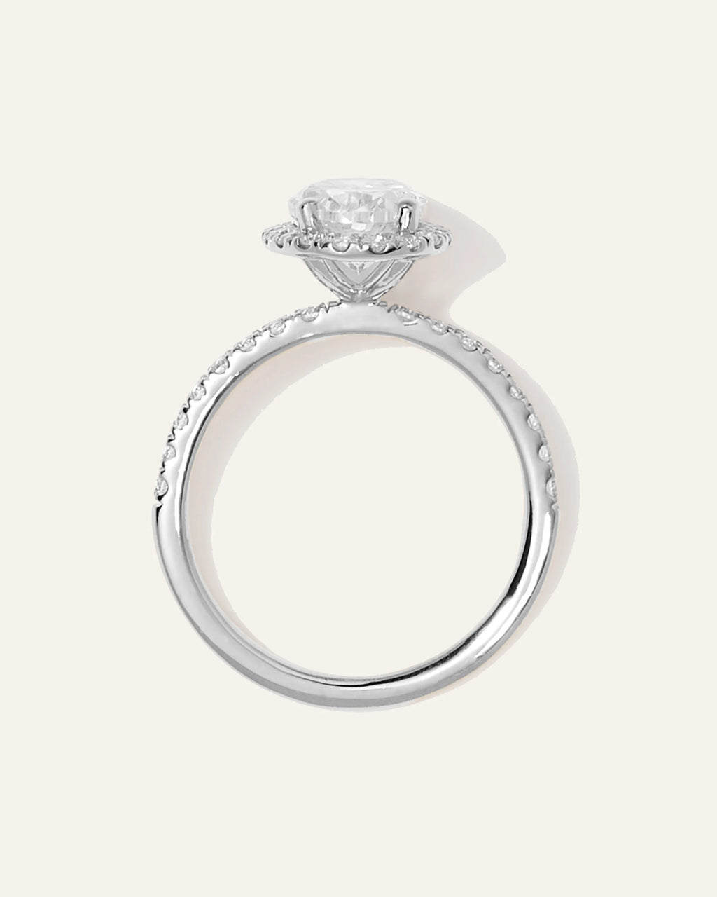 Lab Grown Diamond Oval Halo Pave Engagement Ring - 1.50ct - 4 / Yellow Gold