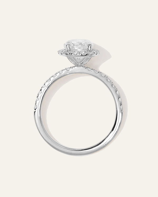 Lab Grown Diamond Oval Halo Pave Engagement Ring - 1.50ct - 4 / Yellow Gold