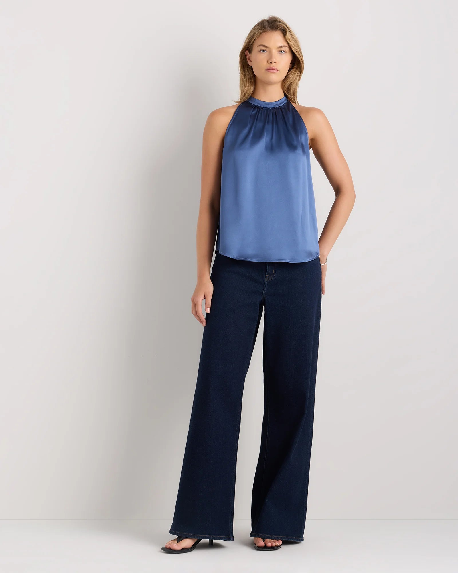 100% Washable Silk Halter Top - XS / Moonstone Blue Secondary image