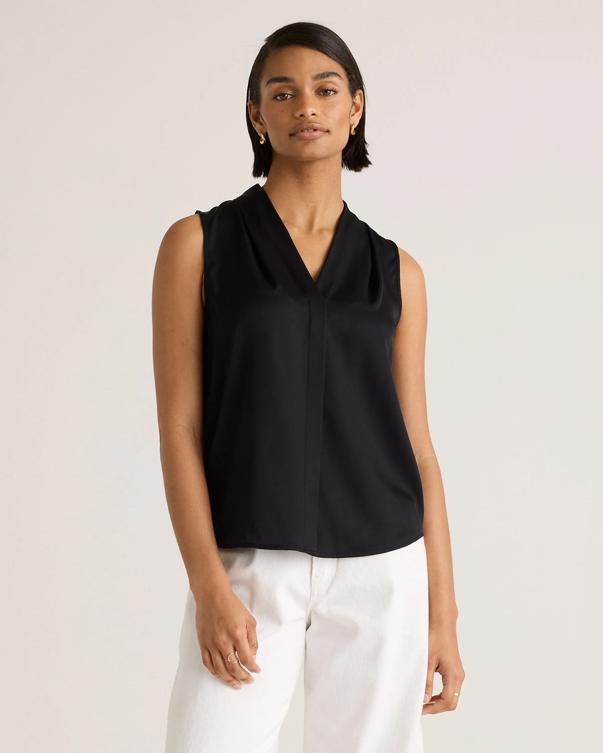 Washable Stretch Silk Sleeveless Blouse - XS / Black Main image