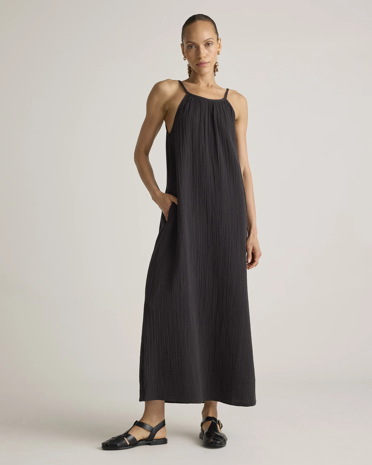 100% Organic Cotton Gauze Sleeveless Maxi Dress - XS / Spiced Orange