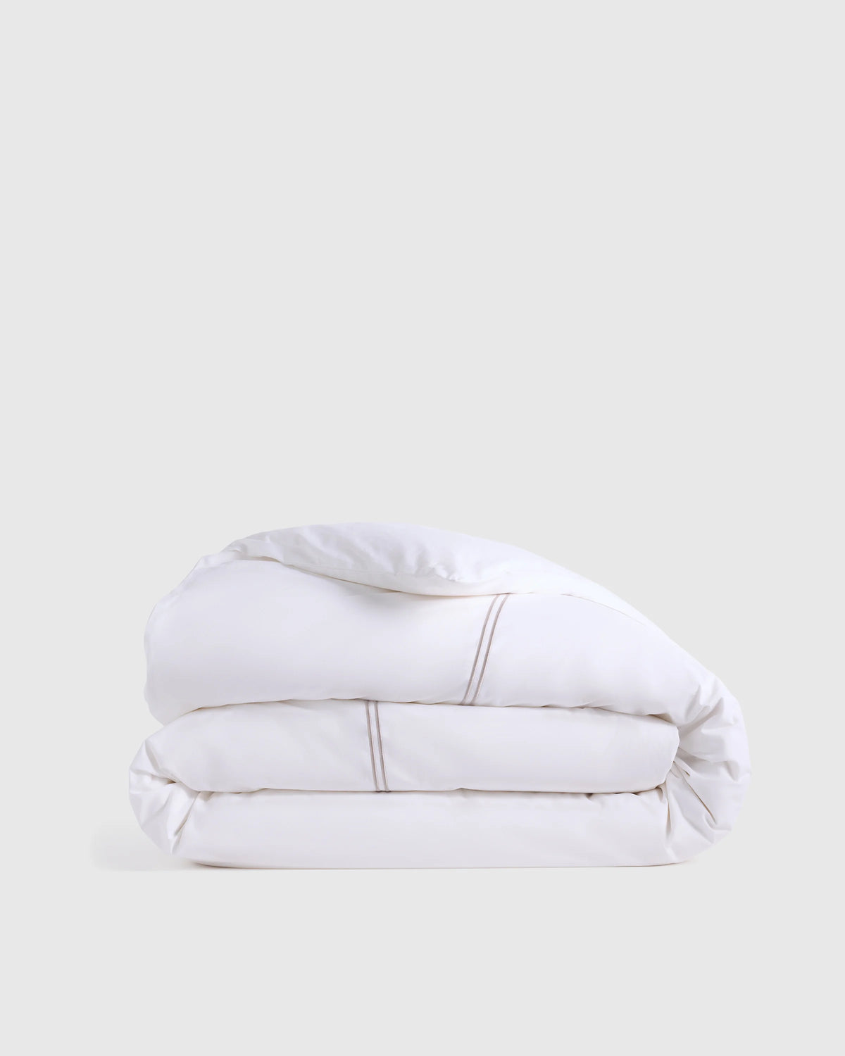 Organic Crisp Percale Embellished Duvet Cover - Twin / White/Navy