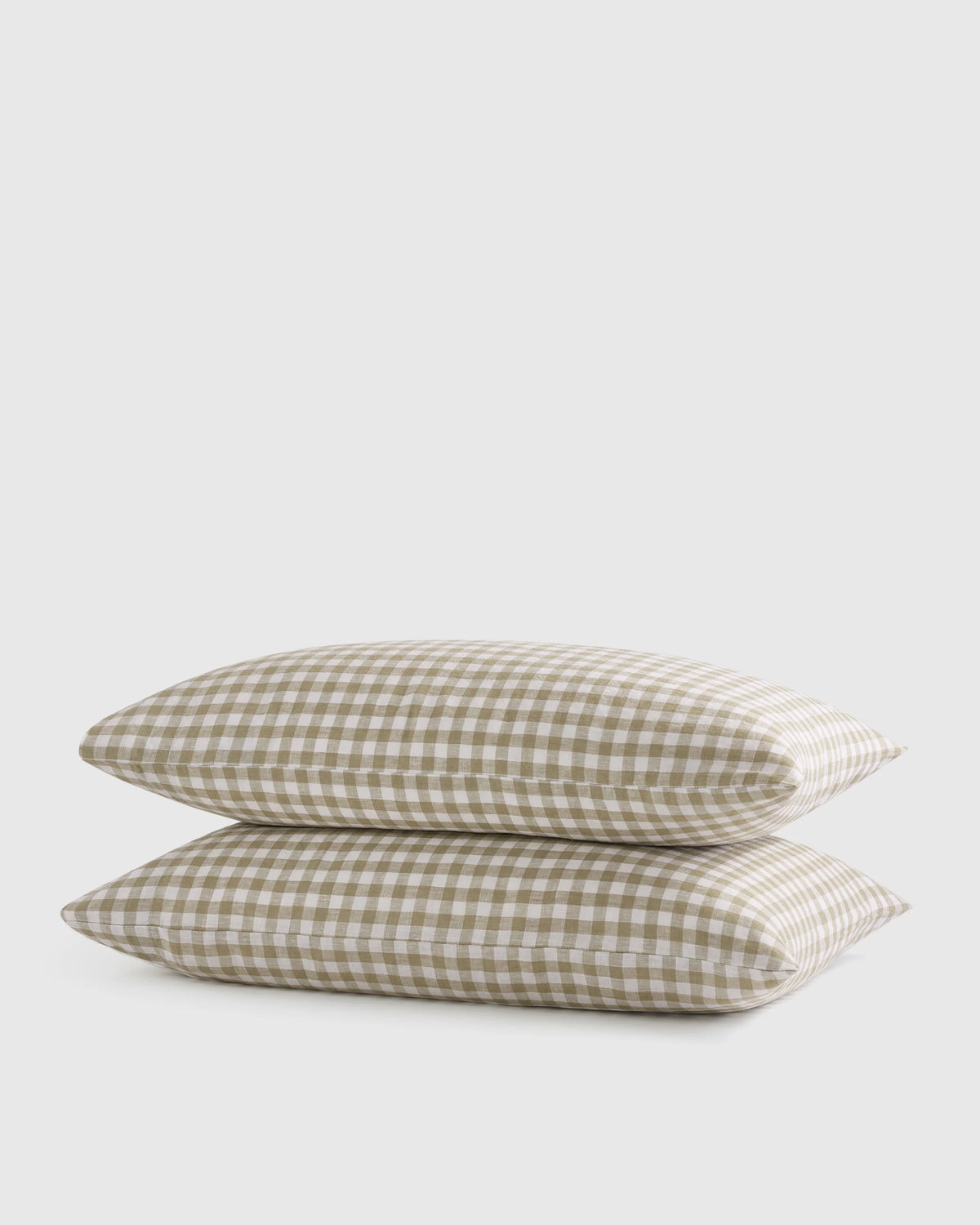 European Linen Gingham Pillowcase Set - Standard / Willowleaf Main image