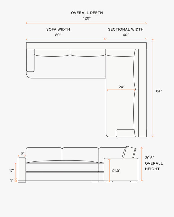 Sierra Curved Arm L Sectional in Performance Basketweave - Right Arm / Fog