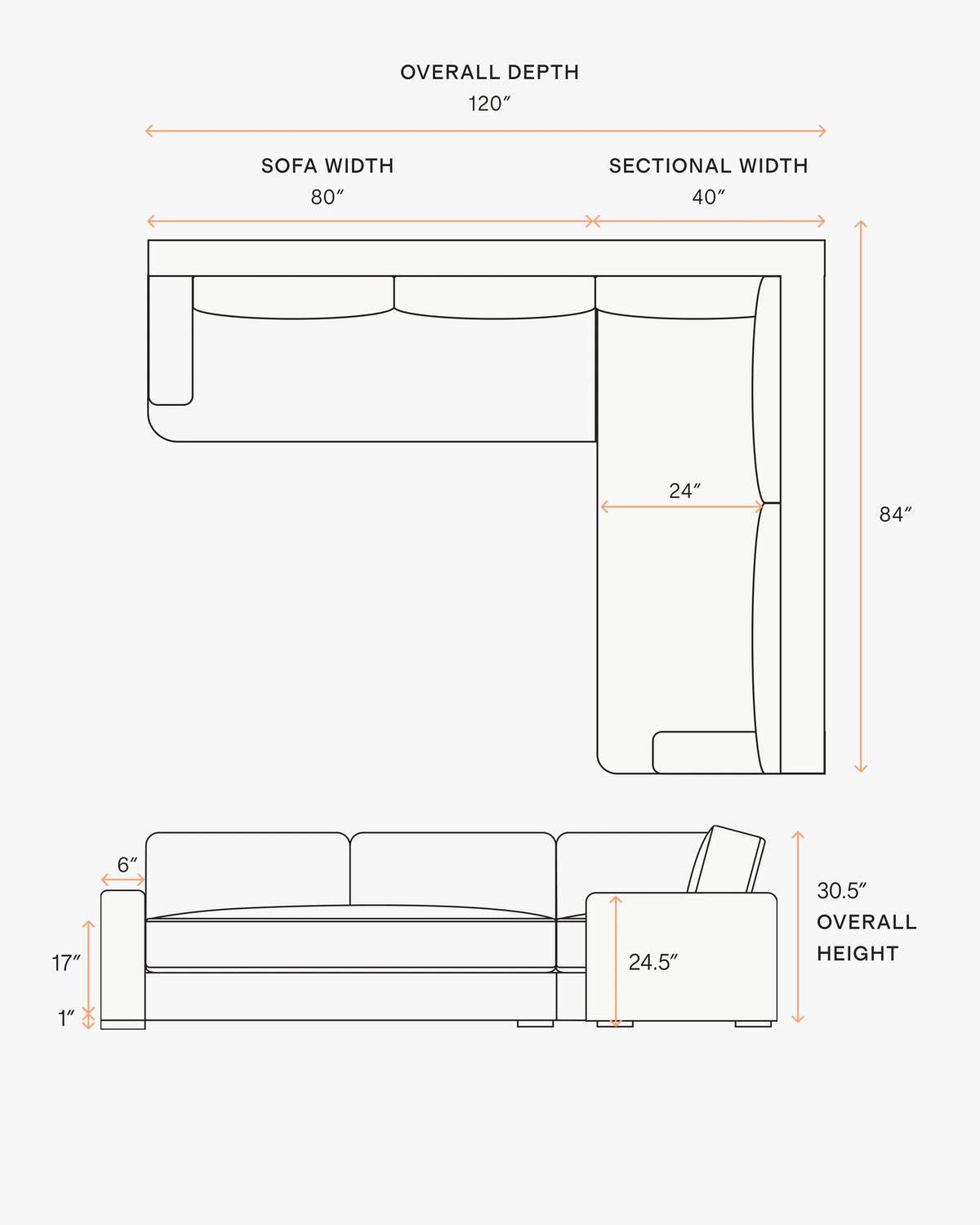 Sierra Curved Arm L Sectional in Performance Velvet - Right Arm / Sable