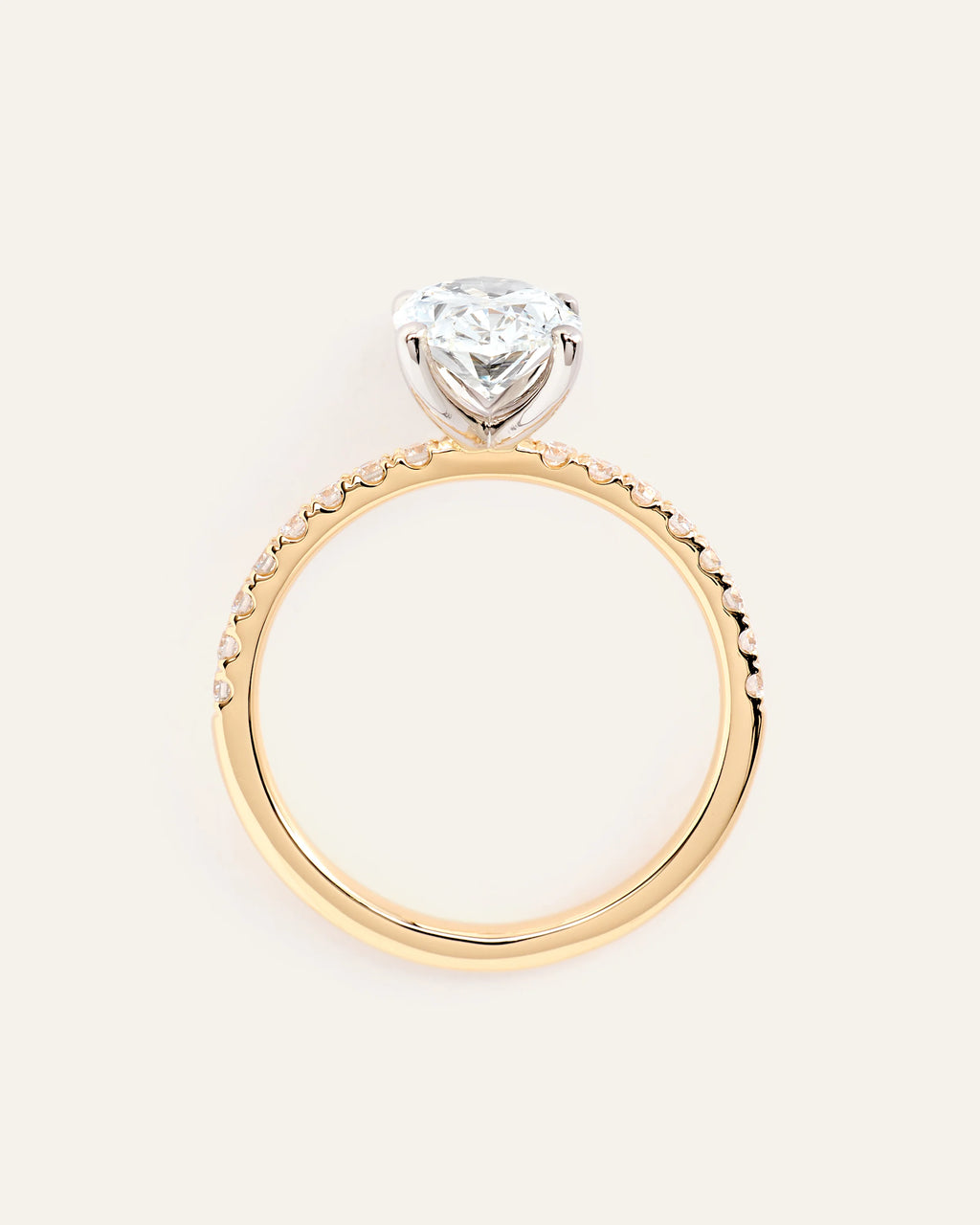 Lab Grown Diamond Oval Petite Pave Engagement Ring - 2ct - 4 / Yellow Gold