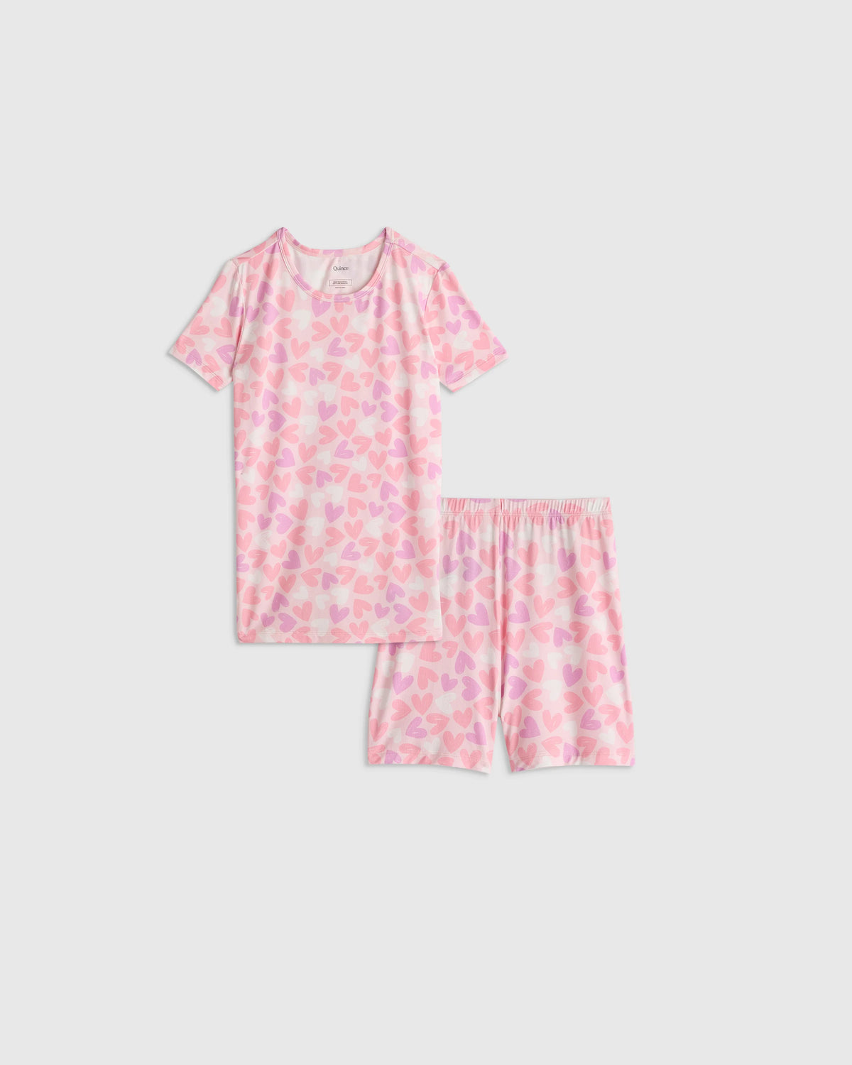 Bamboo Short Sleeve and Shorts Pajama Set - 2T / Lavender Hearts Main image