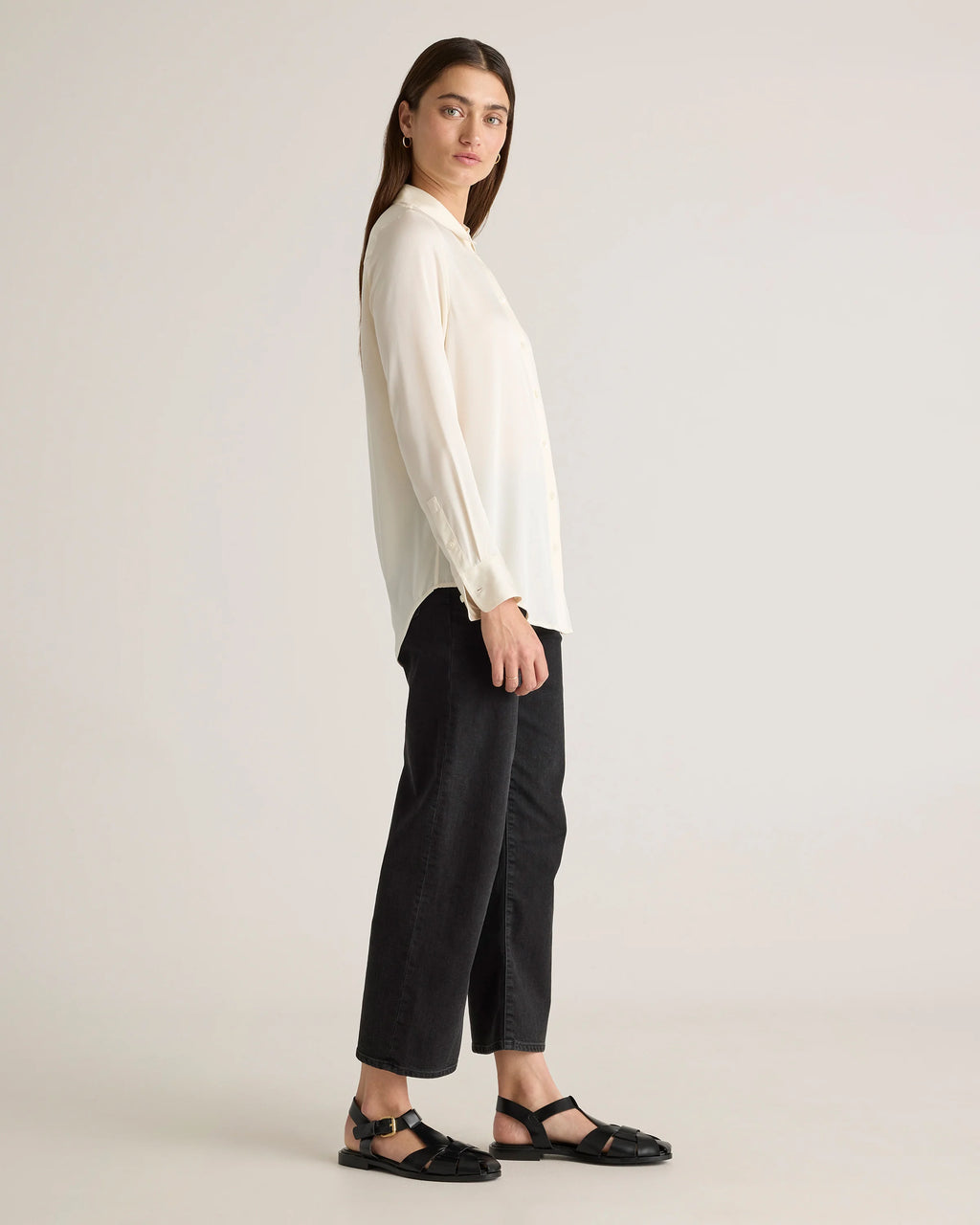 Washable Stretch Silk Blouse - XS / Moonstone Blue