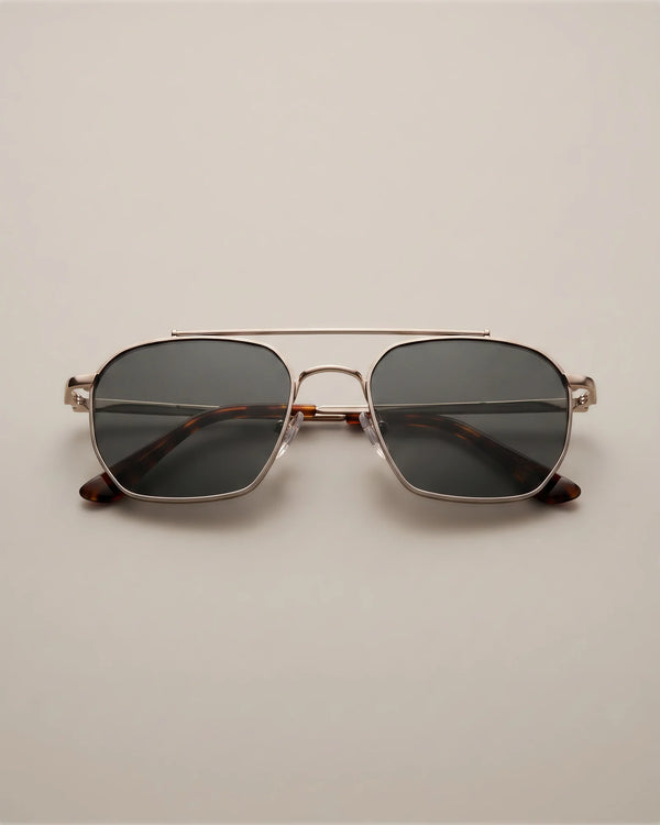 Baja Polarized Stainless Steel Sunglasses - One Size / Silver with Green lens