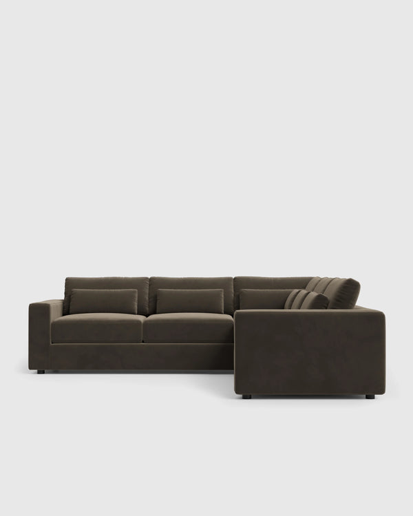 Ashford Deep Seat L Sectional in Performance Velvet - 119x119 / Taupe