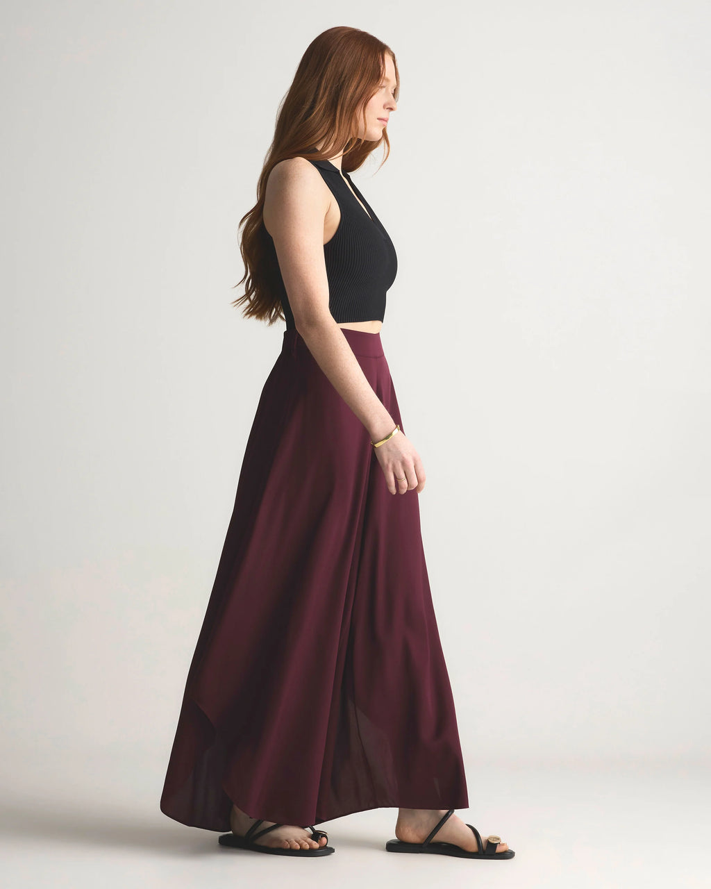 Washable Stretch Silk Palazzo Pants - XS / Black