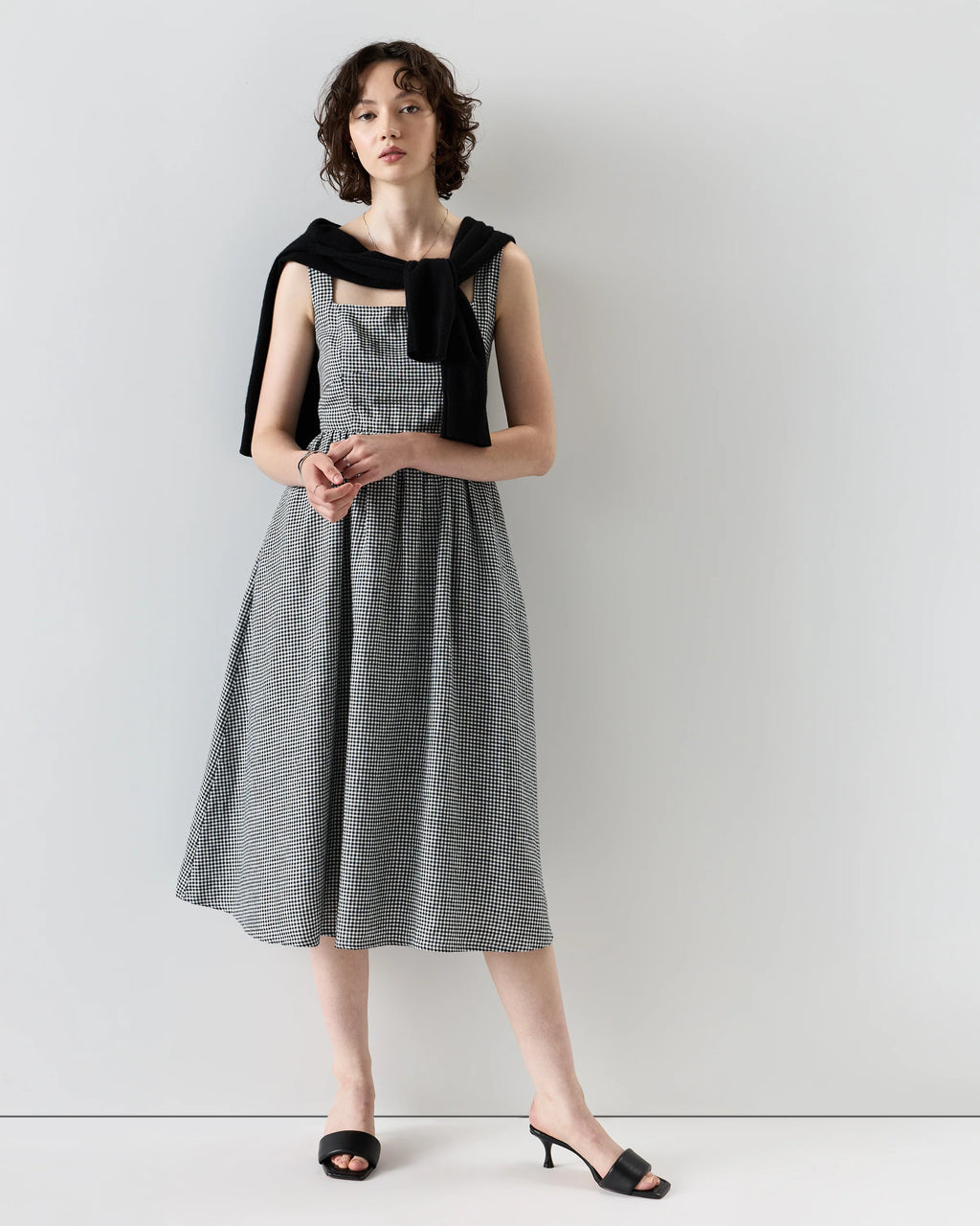100% European Linen Fit & Flare Midi Dress - XS / Brick Red Heirloom Floral